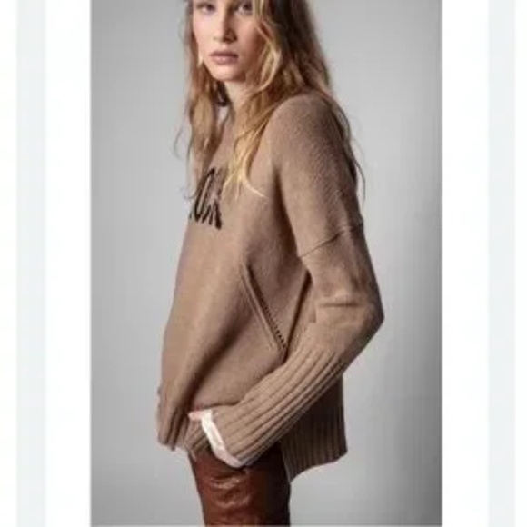 Zadig & Voltaire Malta Brown Merino Wool Rock Sweater size Small - Picture 2 of 6